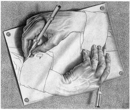 М.К. Эшер "Рисующие руки" (M.C. Escher "Drawing Hands")