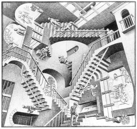 М.К. Эшер "Относительность" (M.C. Escher "Relativity")